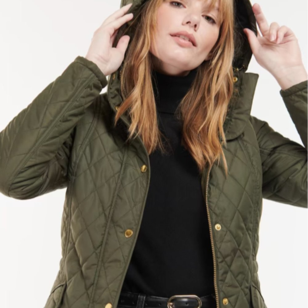 BARBOUR RAVE Great Reviews Women's Millfire Quilted Jacket in Olive/Hessian